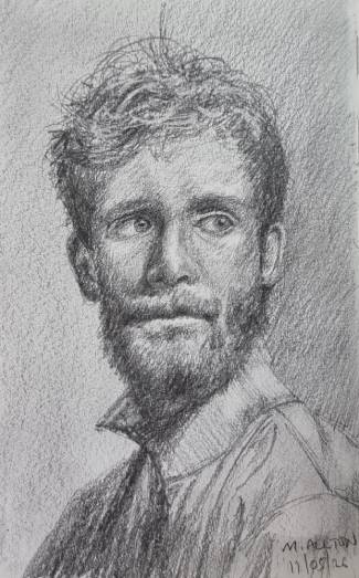 'Bearded Young Man' - Original pencil sketch by Matthew Allton