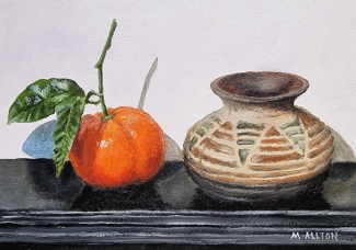 'Tangerine and Earthenware Pot' - Original Oil Painting by Matthew Allton
